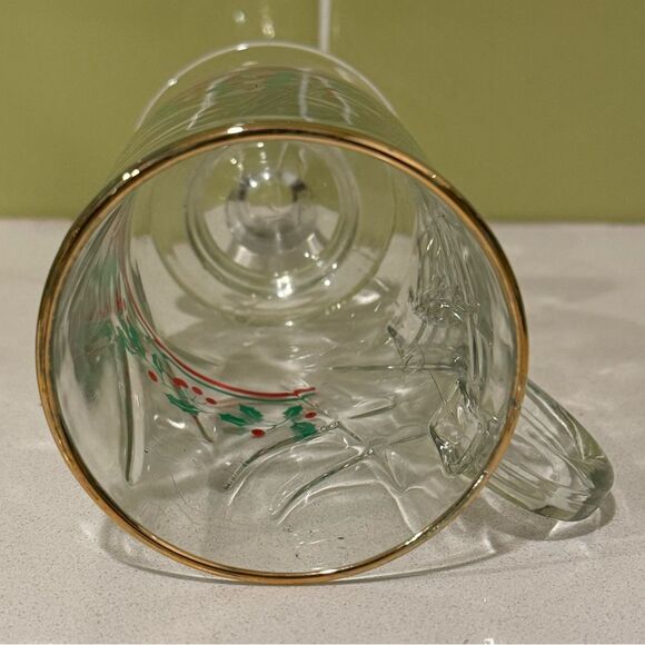 Vintage Arby’s Christmas Holly & Berries Footed Glass with Gold Trim - Picture 3 of 5